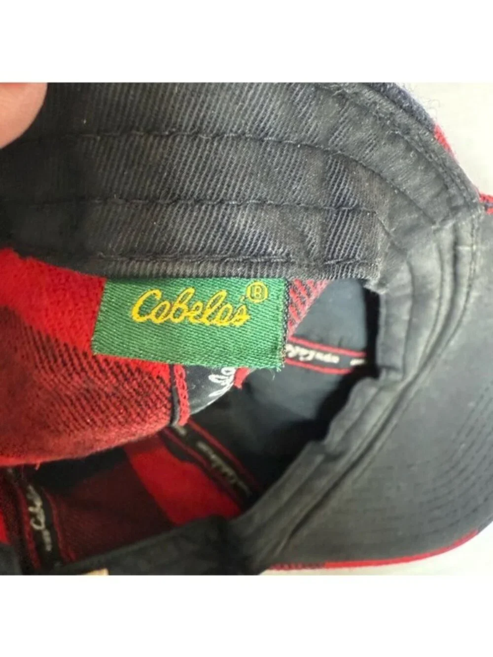 Cabela’s Red Black Buffalo Plaid Baseball Cap Adjustable Hunting Unisex Hat